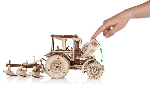 EWA Eco-Wood-Art ARADO 3D de Madera-Rompecabezas para Adultos y Adolescentes, 14+ -Montaje sin pegamento-325 Piezas, Color natuurlijk, Medium (Tractor BELARUS-82.3 with PLOW)