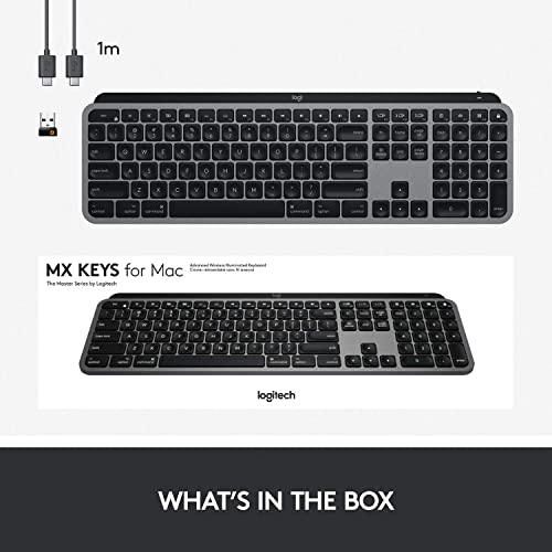 Logitech MX Keys for Mac - Teclado inalámbrico avanzado, QWERTY Inglés Reino Unido - Gris