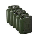Oxid7® 5x Bidón metálico de combustible 20 litros verde oliva incl. embudo de llenado | Apto para gasolina, gasóleo y bioetanol | Bidón de gasolina 20L con homologación UN y homologado