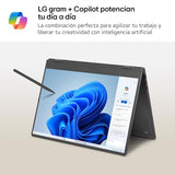 LG gram 16T90TP-K.AD88B Ordenador Portátil Convertible 16 Pulgadas Intel Core Ultra7 255H, 32 GB RAM, 1TB SSD, Panel OLED multitáctil, WQXGA+, 1.399 g, 19 Horas, Windows 11 Home, Teclado QWERTY
