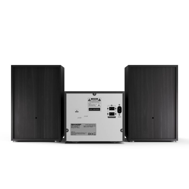 Sharp XL-B512(BK) Microcadena Sound System Estereo con Radio FM, Bluetooth v5.0, CD-MP3, reproducción USB, Altavoces de Madera y 45W Color Negro