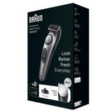 Braun Series 7 BT7420 - Recortadora de barba profesional para hombre, 40 ajustes de longitud, herramientas de barbería, base de carga, estuche de viaje, plantilla de barba, batería