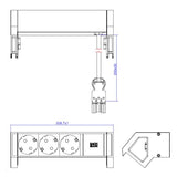 BACHMANN DESK2 GST18 RAL9010 - Caja de Aluminio (3 x CEE7/3, 0,2 m), Color Blanco