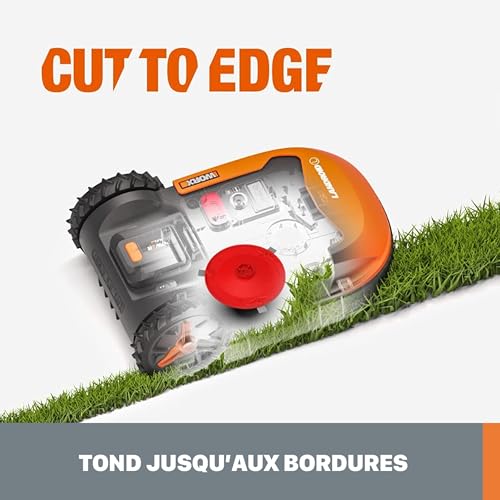 WORX Robot cortacésped Landroid L1000 20V Máx. | para Superficies de hasta 1000m2 | WR147E.1 | Navegación Inteligente | Cut to Edge 2,6 cm del Brode | Pendientes de hasta el 35%