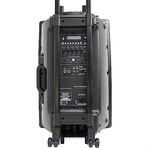 Ibiza - PORT15UHF-BT - Altavoz portátil 15"/800W MAX con 2 micrófonos (UHF), mando a distancia y funda protectora - Bluetooth, USB, SD & TWS - Autonomía de 6 a 8h - Speaker Box
