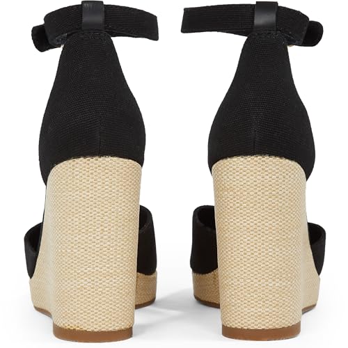 Tommy Hilfiger Alpargatas de cuña Mujer Flag Closed Toe con Correa de Tobillo, Negro (Black), 39