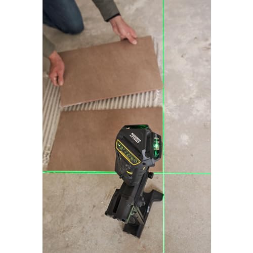 STANLEY FATMAX FMHT1-77356 - Trazador de Líneas Láser X3G, 3 x 360° en Color Verde, Visible a 4 Veces la Distancia, Precisión de +/-3mm a 10m, Resistente al Agua, Batería de Larga Duración