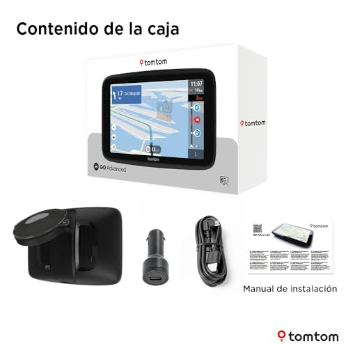 Tomtom GPS Coche GO Advanced (6", con información de tráfico y Alerta de radares, actualizaciones de mapas del Mundo por Wi-Fi, indicación de carriles en Movimiento y Soporte Reversible Integrado)