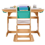 KidKraft Grow Together Mesa Escritorio y Silla Ajustables de Madera para niños con Bolsillo de Almacenamiento, Mesa y Silla Infantil, Muebles para Salas de Juego y Dormitorio de Niños (20307)