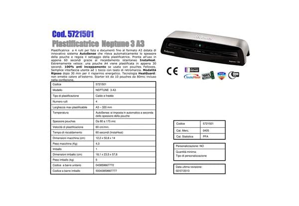 Fellowes, Neptune 3 A3, Plastificadora de documentos, color negro y gris