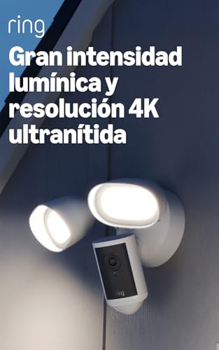 Ring Cámara Pro con focos (Floodlight Cam Pro, última generación) | Cámara de seguridad exterior | Retinal 4K, Zoom 10x, focos de 2000 lúmenes | Prueba gratuita de 30 días del plan de suscripción Ring