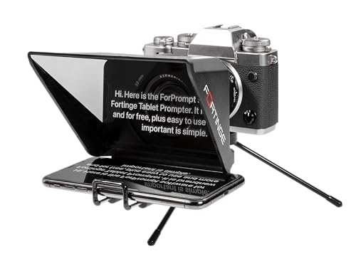 Fortinge MIA-XL - Teleprompter móvil para Smartphones de hasta 5,8 Pulgadas, Compatible con cámaras réflex Digitales y portátiles, Incluye Mando a Distancia Bluetooth y Software ForPrompt