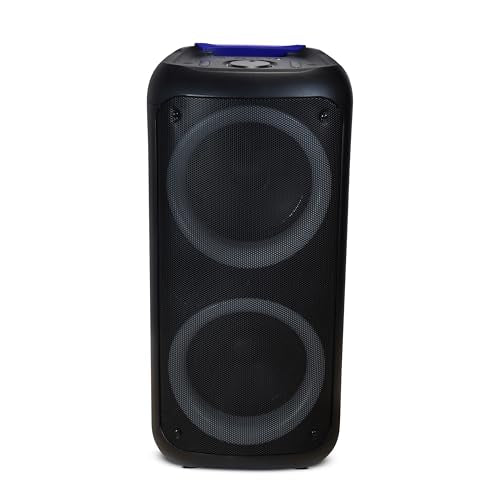mooov 477371 - Altavoz Bluetooth Potente 200W Musicales, TWS portátil, 7 Efectos LED, Tomas USB, SD, Entrada para Micro, asa Extensible y Ruedas Estilo Trolley para fácil Transporte