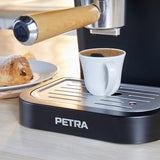 Petra PT5108VDEEU7 Cafetera espresso electrica de estilo retro, compatible con cápsulas de 30/54 mm y café molido, vaporizador de leche ajustable, bomba de presión italiana de 19 bar, sin BPA, 1050 W