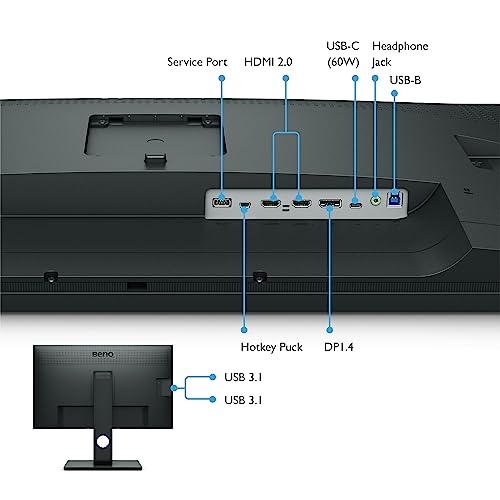 BenQ SW321C Monitor fotográfico (tecnología AQCOLOR, 32 pulgadas, 4K UHD, IPS, P3 Wide Color, carga USB-C, DP / HDMI, calibración de hardware, altura ajustable) compatible con MacBook