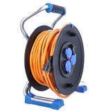 as - Schwabe Cable de extensión Naranja de 40 m con 3 enchufes de protección IP44, Fabricado en Alemania, Color Negro I 23829