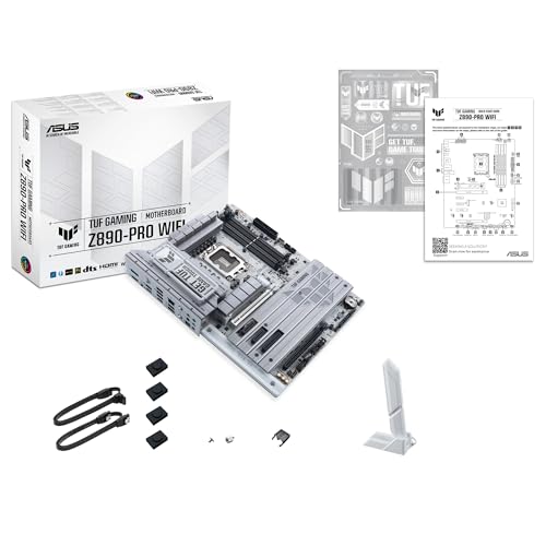 ASUS TUF Gaming Z890-PRO WiFi - Placa Base ATX, 16+1+2+1 (80A) etapas de Potencia, DDR5, PCIe 5.0 Compatible con GPU de última generación, USB4, USB 20 Gbps con Carga rápida PD, Cuatro M.2, Wi-Fi 7