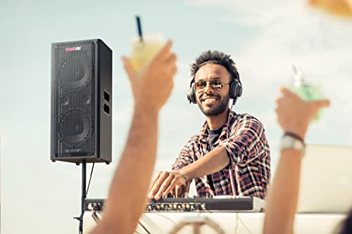 Sharp CP-LS100 Altavoz portatil de Alto Rendimiento, 120W RMS, 105dB, Carcasa de Madera, bateria Litio Intercambiable, 10 Horas (hasta), Bluetooth, Panel de 3 Canales TRS/XLR (x2), Aux/Bluetooth
