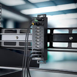StarTech.com Hub Concentrador USB 2.0 de 10 Puertos - Hub USB Resistente con Protección de ESD de Nivel 4 - de Escritorio, Pared, DIN - con Puertos Bloqueables - Ladrón USB (USB210AIND-USB-A-HUB)