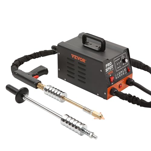 VEVOR Extractor de Clavos para Carrocería 3kW Soldador por Puntos 6 Modos de Soldadura Herramienta de Reparación de Abolladuras de Carrocería 16 Accesorios para Eliminación de Abolladuras de Vehículos