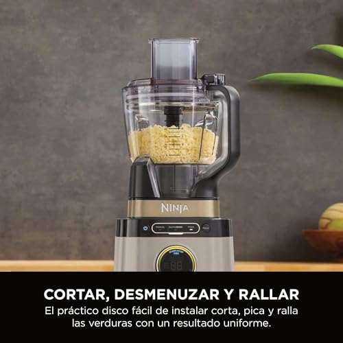 Ninja Detect Power Pro Batidora y Procesador de alimentos 3 en 1 (1200W), 3 vasos de 700ml y cuchilla para masa, ideal para mezclar, picar y batir, piedra dorada, TB401EUSTGD