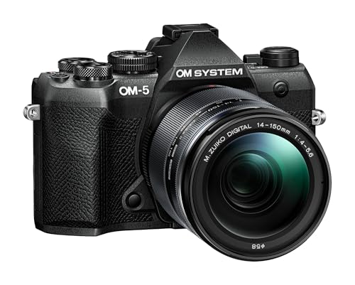 Cámara Micro Cuatro Tercios OM SYSTEM OM-5 Mark II, Incl. Objetivo M.Zuiko Digital ED 14-150mm II, Sensor Live Mos de 20 MP, estabilización de Imagen de 5 Ejes, Sellado IP53 contra la Intemperie