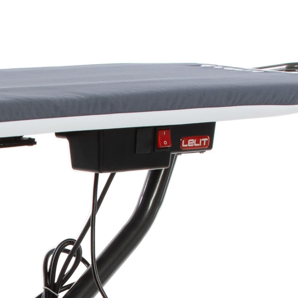 Lelit PA173 Claudia, Tabla de Planchar con Superficie calentada y Punta Sutil, función aspirante con Pedal de Control, 420 W, Metal, Negro, 123x38 cm