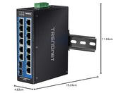 TRENDnet, TI-G162, Switch DIN-Rail Gigabit Industrial de 16 Puertos, 14 Puertos Gigabit, 2 Ranuras SFP Gigabit, Capacidad de conmutación de 32 Gbps