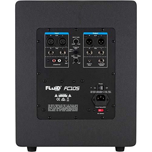 Fluid Audio F10S subwoofer de Estudio (subwoofer Activo para Estudios domésticos, woofer de 10 Pulgadas, 200 vatios, Filtro de Paso bajo Variable, diseño Compacto),Negro