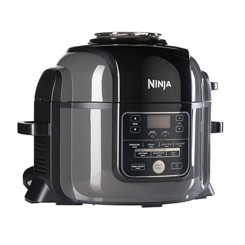 Ninja Foodi Olla eléctrica multifunción, 6 l, 7 funciones en 1, Olla a presión, Freír con aire, Cocción lenta, Parrilla y más, en acero galvanizado y negro, OP300EU