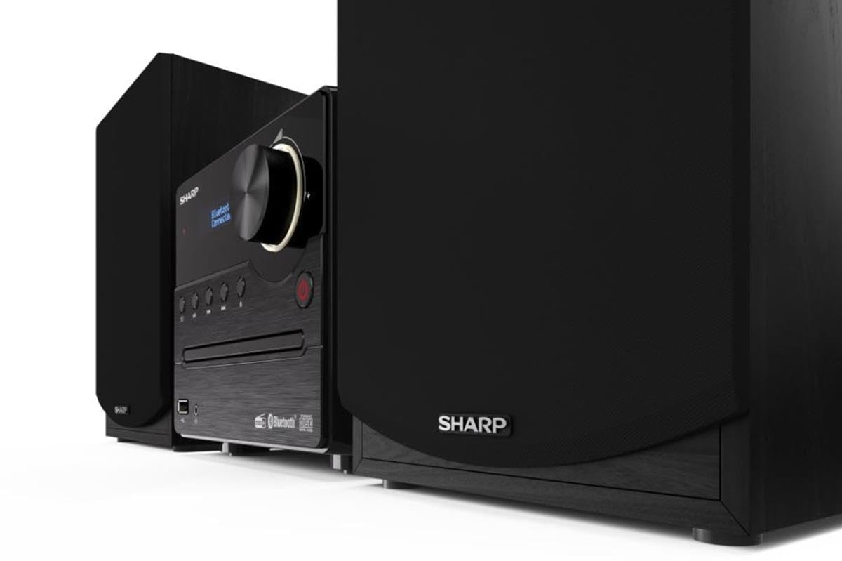 Sharp XL-B517D(BK) Microcadena Sound System Estereo con Radio Dab, Dab+, FM, Bluetooth, CD-MP3, reproducción USB, Altavoces de Madera y 45W Color Negro