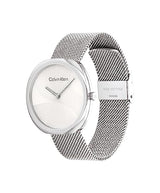 Calvin Klein Reloj Analógico de Cuarzo para Mujer Colección Sculpt con Correa de Malla de Acero Inoxidable Plateada - 25200245