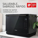 Panasonic NN-CS88LBEPG Horno combinado de vapor 4 en 1 con vapor, microondas, grill y convección, Tecnología Inverter, 31 L, 36 Programas Automáticos, Cocción en 2 Etapas, Menú Infantil, Negro