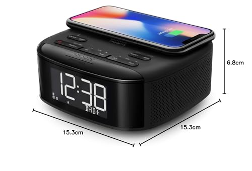 Philips R7705/10 Radiodespertador Radio Dab+/FM (Bluetooth, Alarma Dual, Temporizador, Sincronización Automática de la Hora, Batería de Reserva, Cargador de Teléfono Inalámbrico) Modelo 2020/2021