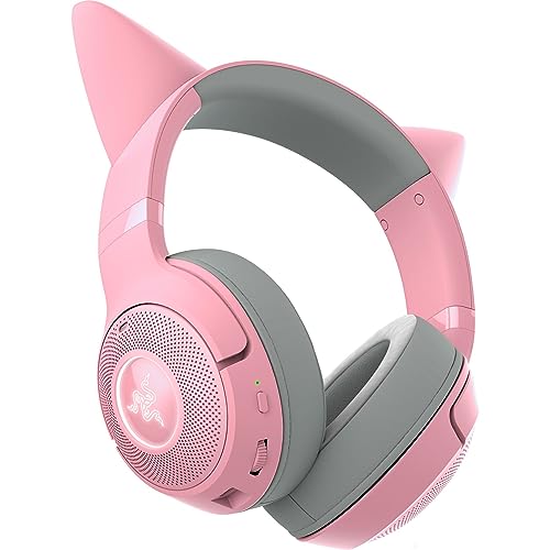 Razer Kraken Kitty V2 BT - Auriculares RGB inalámbricos por Bluetooth con orejas de gatito (Bluetooth 5.2, Diafragmas TriForce de 40 mm, Construcción ligera de 325 g) Quartz