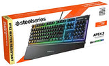 SteelSeries Apex 3 - Teclado RGB para gaming - Iluminación RGB de 10 zonas - Resistencia al agua IP32 - Reposamuñecas magnético superior - Teclado QWERTY Estadounidense