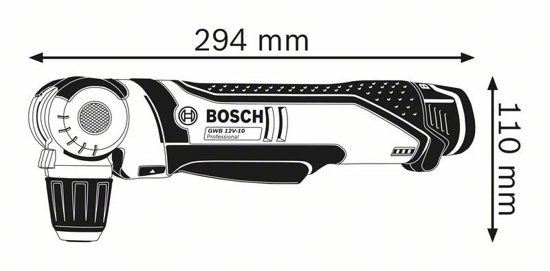 Bosch Professional GWB 12V-10 - Taladro angular a batería (2 baterías x 2.0 Ah, 12V, en L-BOXX)