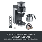 SEVERIN FILKA, cafetera de filtro totalmente automática, cafetera de filtro 5 en 1 con pantalla LED, molinillo, con jarra termo, negro mate/acero inoxidable, KA 9695