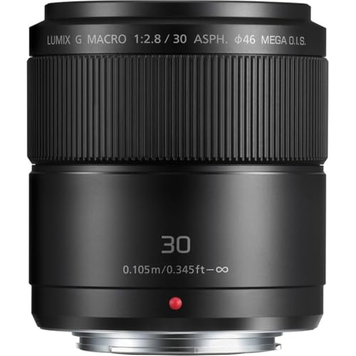 Panasonic LUMIX G Macro, 30 mm, F2.8 ASPH, MIRRORLESS Micro Cuatro TERCEROS, Mega Optical I.S, H-HS030 (USA Black)