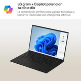 LG gram 14Z90T-G.AD8BB Ordenador Portátil 14 Pulgadas Intel Core Ultra7 255H, 32 GB RAM, 2TB SSD, Panel IPS Antirreflejo, WUXGA, 1.120 g, 30 Horas, Windows 11 Home, Negro, Teclado QWERTY Español
