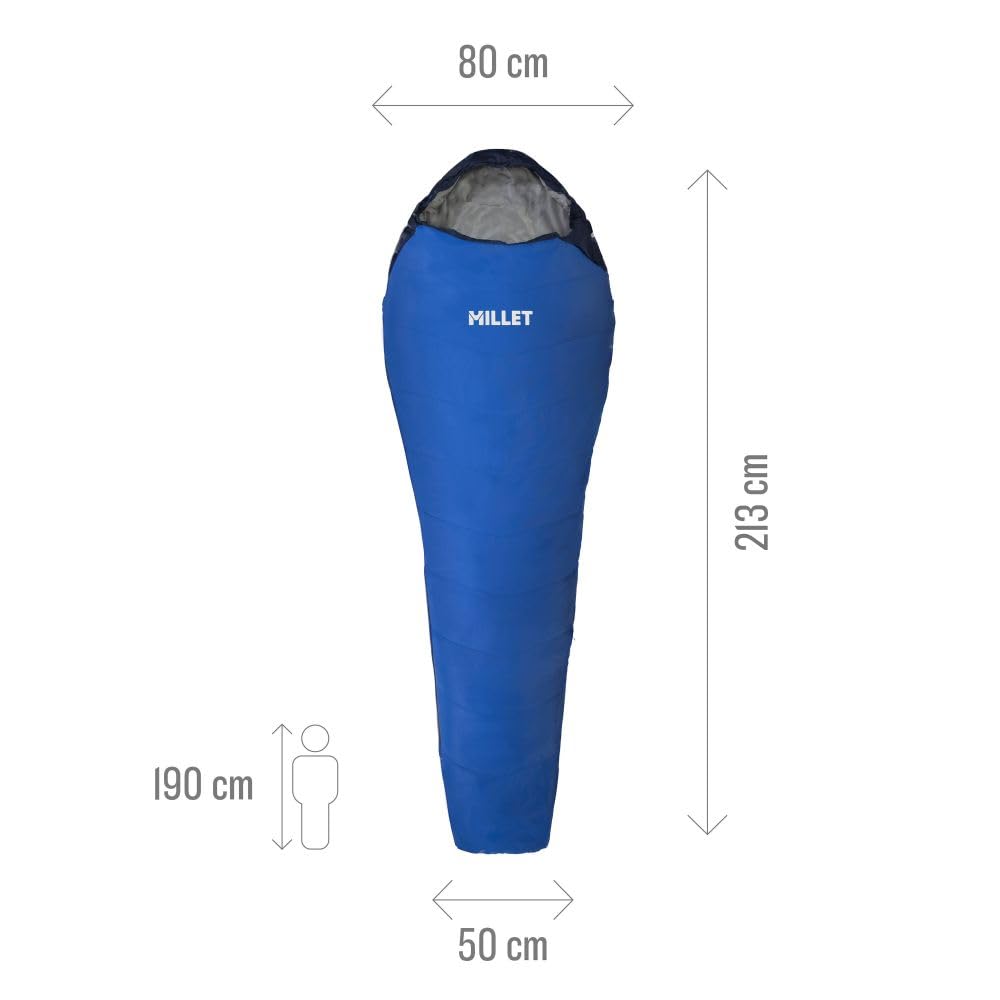 MILLET Active 600 Saco de Dormir, Azur Blue, Ouverture Droite