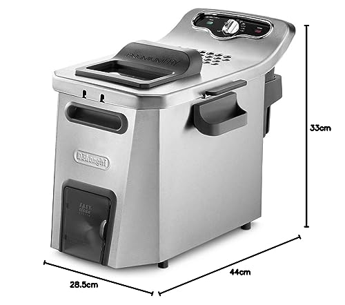 DeLonghi F44532CZ Solo - Freidora Independiente de Acero Inoxidable, 5 L, 3200 W, 1,5 kg, Negro