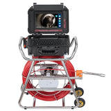 VEVOR Cámara de Alcantarillado, 100 m, Cámara de Drenaje Autonivelante con Pantalla Táctil, Transmisor de 512 Hz y Contador de Distancia, con Luces, 12 LED, Tarjeta de 32 GB, 555 × 275 × 665 mm