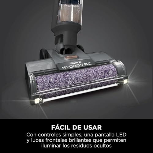 Shark HydroVac Aspiradora mopa sin cable, aspira y friega suelos, con cepillo multisuperficie giratorio antimicrobiano para eliminar olores, limpia en seco y húmedo, modo autolimpieza, gris WD210EU