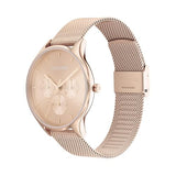 Calvin Klein Reloj Analógico de Cuarzo Multifunción para Mujer Colección Timeless Mesh MF con Correa de Malla de Acero Inoxidable de Oro Rosa - 25200102