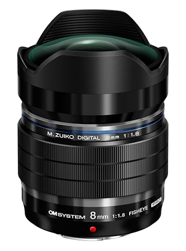 OM SYSTEM Objetivo - M.Zuiko Digital ED 8 mm F1.8 Pro, Longitud Focal Fija rápida, Apto para Todas Las Cámaras MFT, Modelos Olympus OM-D & Pen, Serie G de Panasonic, Negro