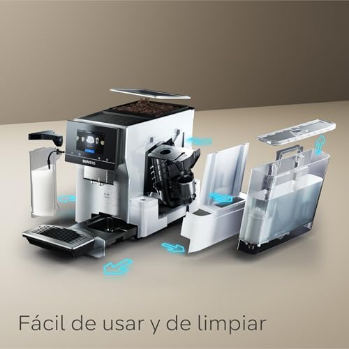 Siemens - Cafetera superautomática EQ700, pantalla Touch&Slide, coffeeWorld, Home Connect, acero inoxidable y blanco, TQ715R03
