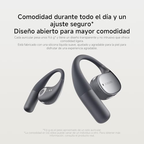 XIAOMI OpenWear Stereo - Auriculares inalámbricos, cancelación de Ruido, Driver dinámico, Doble micrófono, 7.5 Horas de autonomía y 38,5 Horas con el Estuche de Carga, Cosmic Grey (Versión ES)