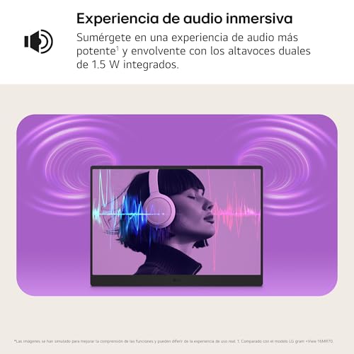 LG 17MT70 - Monitor +View gram, Pantalla Portátil, 17", IPS WQXGA, 16:10, DCI-P3 99%, USB-C, 780gr, Gris