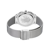 BERING 12138-004 Reloj de Cuarzo Unisex con Caja de Acero Inoxidable Plateado de 38 mm y Esfera Blanca, Correa milanesa, Cristal de Zafiro y Resistencia al Agua de 3 ATM